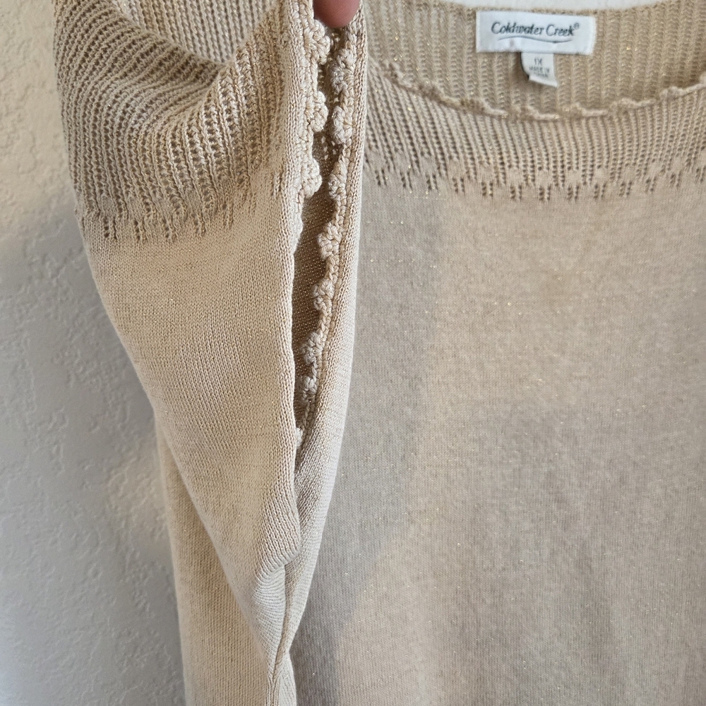 Coldwater Creek Dolman Short Sleeve Brown Metalic Knit Pullover PlusSize 1X - Picture 6 of 16